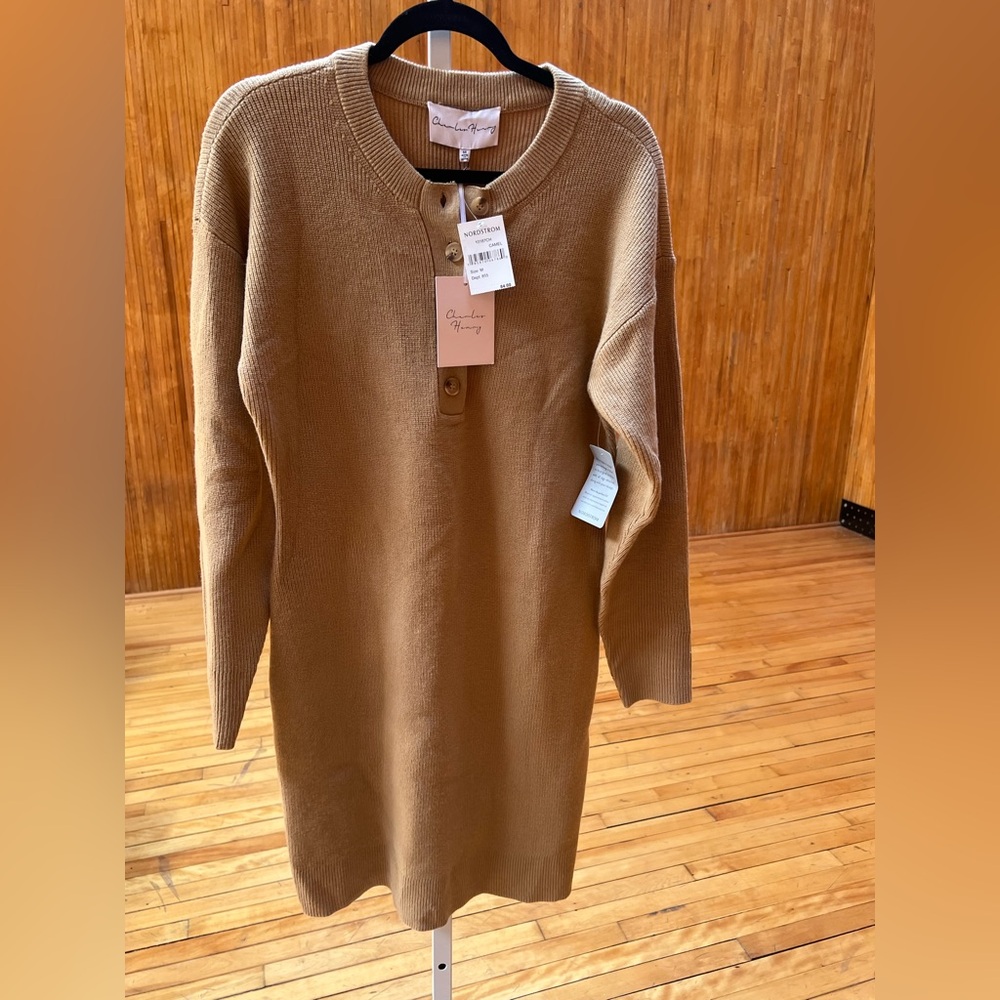 Nordstrom Tan Long Sleeve Sweater Dress